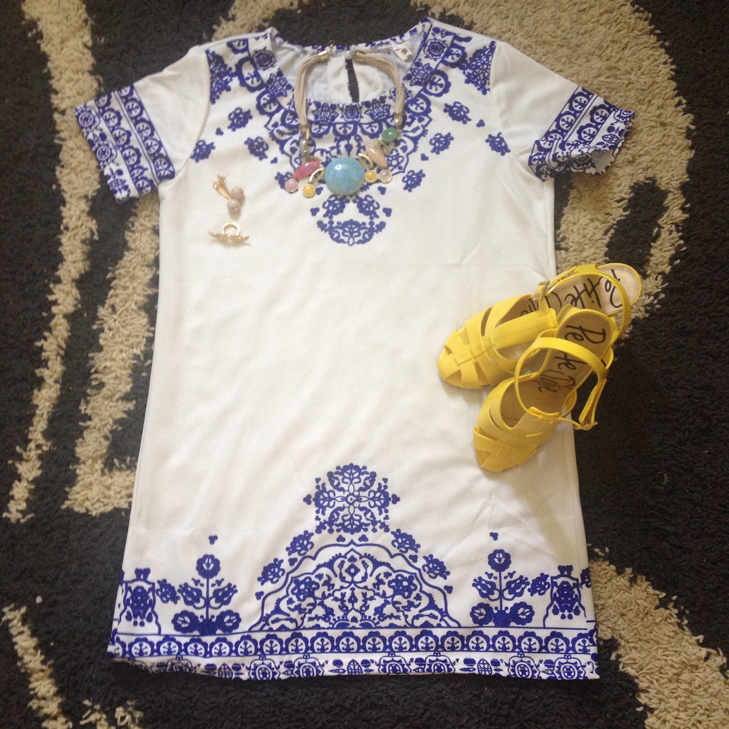 Vestido estampa de azulejo português | Banggood