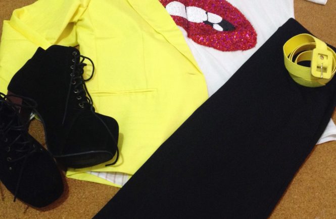 Usando blazer amarelo | Dresslink